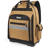 XINHESDEN Tool Bag Backpack, Heavy Duty Tool Backpack Bag with Waterproof Molded Base, Electrician Work Pack for Hand Tools, Multi Pockets Tool Storage Organizer for Contractor, Plumbers, HVAC Techs