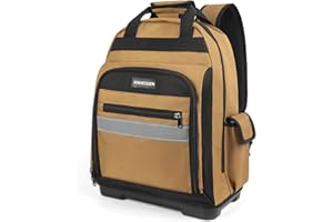XINHESDEN Tool Bag Backpack, Heavy Duty Tool Backpack Bag with Waterproof Molded Base, Electrician Work Pack for Hand Tools, Multi Pockets Tool Storage Organizer for Contractor, Plumbers, HVAC Techs