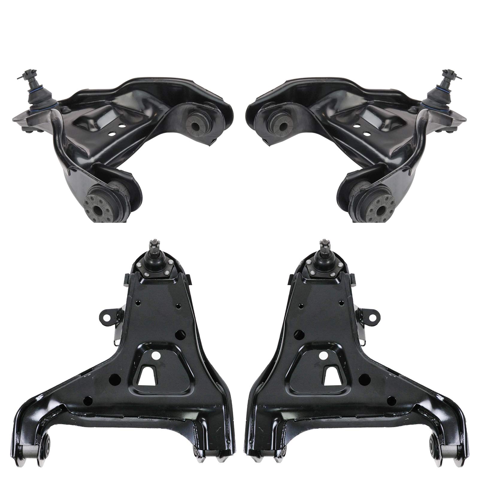 TRQ Front Upper and Lower Driver and Passenger Side Control Arm and Ball Joint Set 4 Piece Compatible with 84-00 Chevrolet S10 Pickup 4WD 95-97 Blazer 4WD 91-00 GMC Sonoma 4WD 92-00 Jimmy 4WD Image