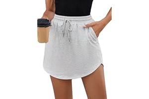 SOFIA'S CHOICE Women's Drawstring Sweat Skirt High Waist Mini Skirts Skorts with Pockets