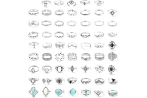 FUNRUN JEWELRY 43-70PCS Knuckle Ring Set for Women Joint Stackable Midi Finger Ring Bohemian Retro Vintage Jewelry