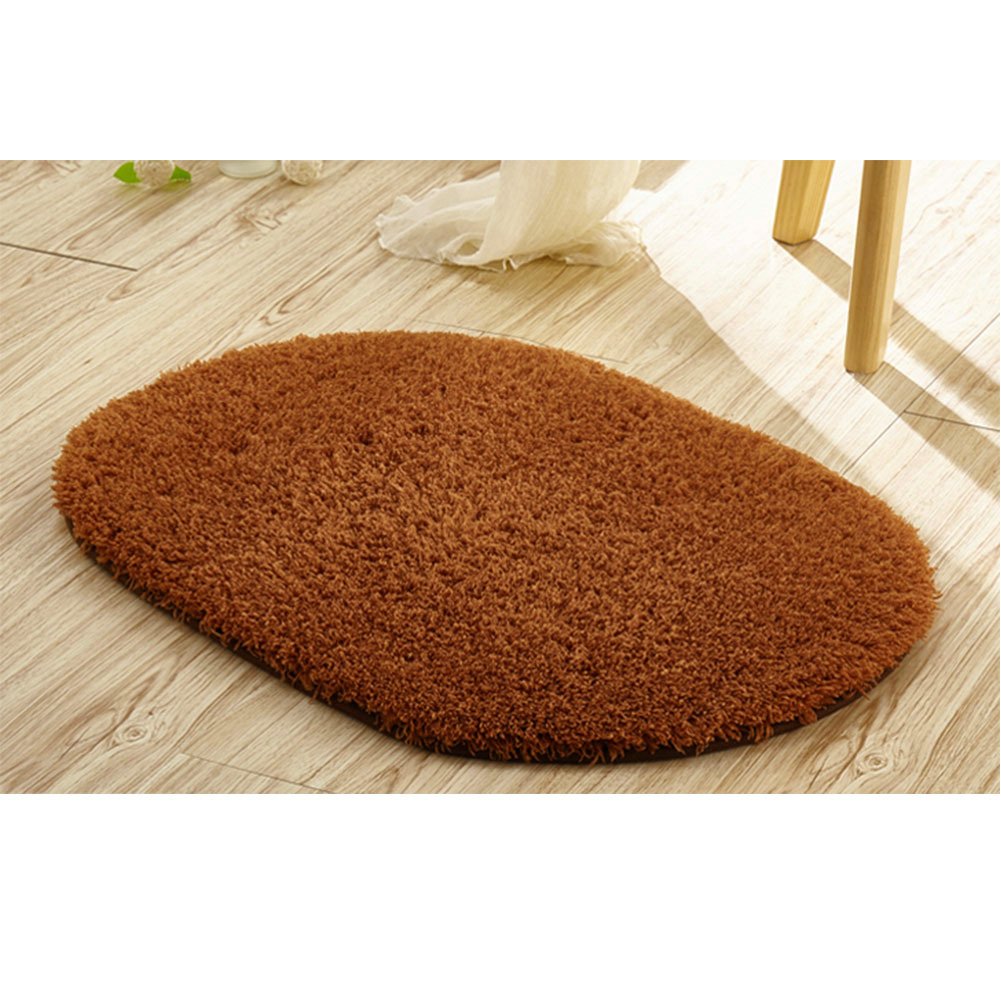 RK-HYTQWR Absorbent Soft Bedroom Bathroom Floor Non-Slip Door Bath Mat Shower Rug 30 * 50Cm,Brown 30X50Cm Oval Carpet,Brown