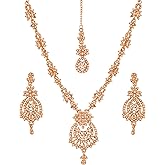 Touchstone Indian jewelry sets for women maang tikka wedding guest gold necklace bollywood jewellery set pageant elegant prom bride accessories western crystal chunky rhinestone necklaces
