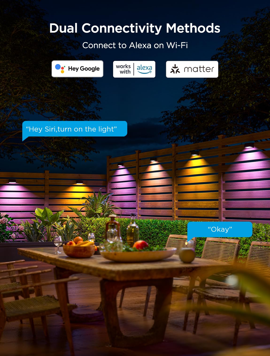 Govee Outdoor Deck Lights, RGBIC Outdoor Lights with 4000K White Light, IP65 Smart Fence Lights with App Control, Voice Control, LED Path Light for Outdoor Decor,Wired 6 Packs (32.8ft)
