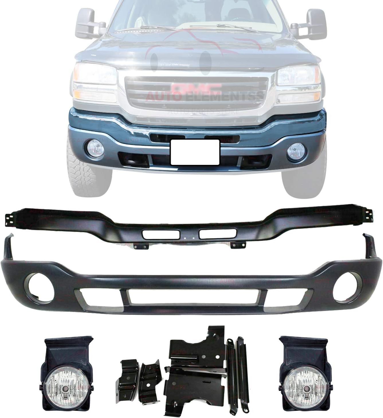 Parachoques delantero imprimado negro para 20052007 Gmc Sierra 1500