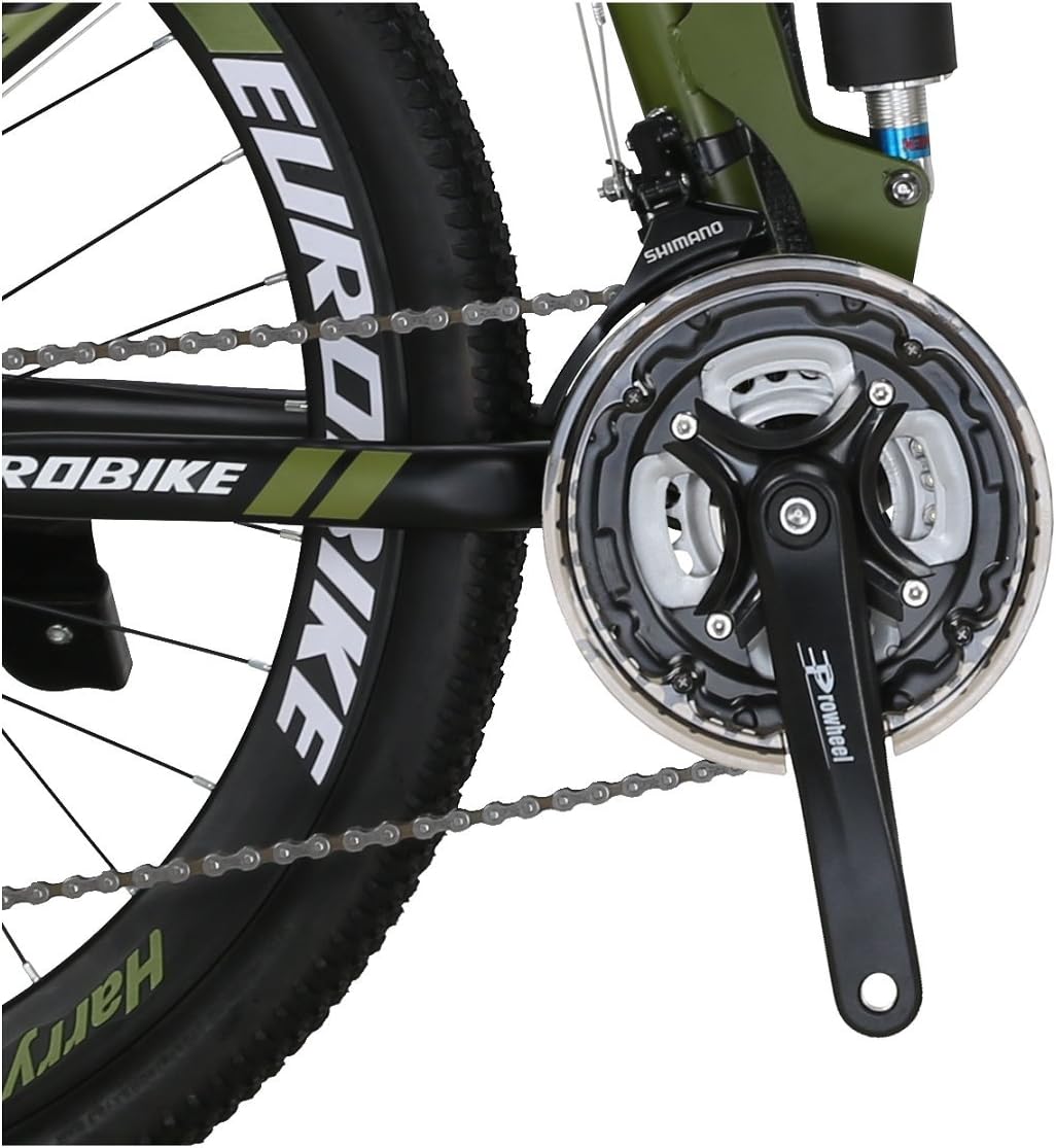 Eurobike Mountain Bike G4 Bicycle 26 Inches Wheels 21 Speed Dual Suspension Spoke Wheel Folding Bicycle Green