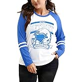 Plus Size Football Shirts Women Game Day Graphic Long Sleeve Shirt Sunday Funday T-Shirts Casual Football Fan Tee Top