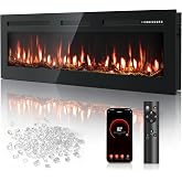 Manastin 60" Smart WiFi Electric Fireplace Heater, Recessed Wall Mounted | Smart WiFi, App Voice Control, Alexa Google Ready, 13 Flame 12 Ember Colors, 6 Brightness 6 Speed, 750/1500W for Living Room