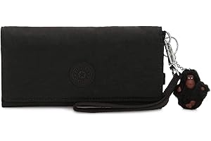 Kipling womens Women's Rubi Wallet, Compact, Snap Closure, Removable Strap, Nylon Wallet, Black Tonal, 7.5 L x 3.75 H 1.5 D US