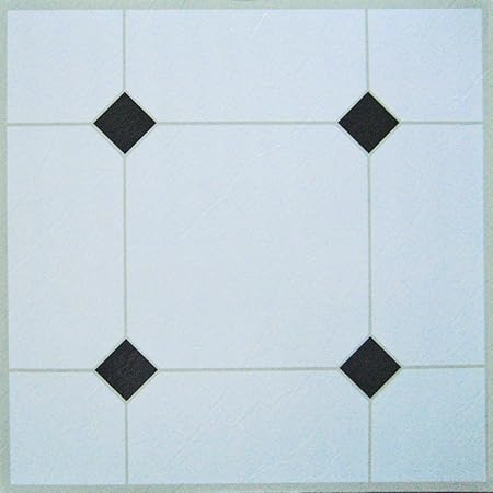 100 Self Adhesive Vinyl Floor Tiles White Black Amazon Co Uk