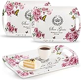 ZEAYEA 3 Pack Melamine Serving Tray, Large Serving Platter with Handle for Eating, 16" x 11.4" Rectangular Stackable Food Tra