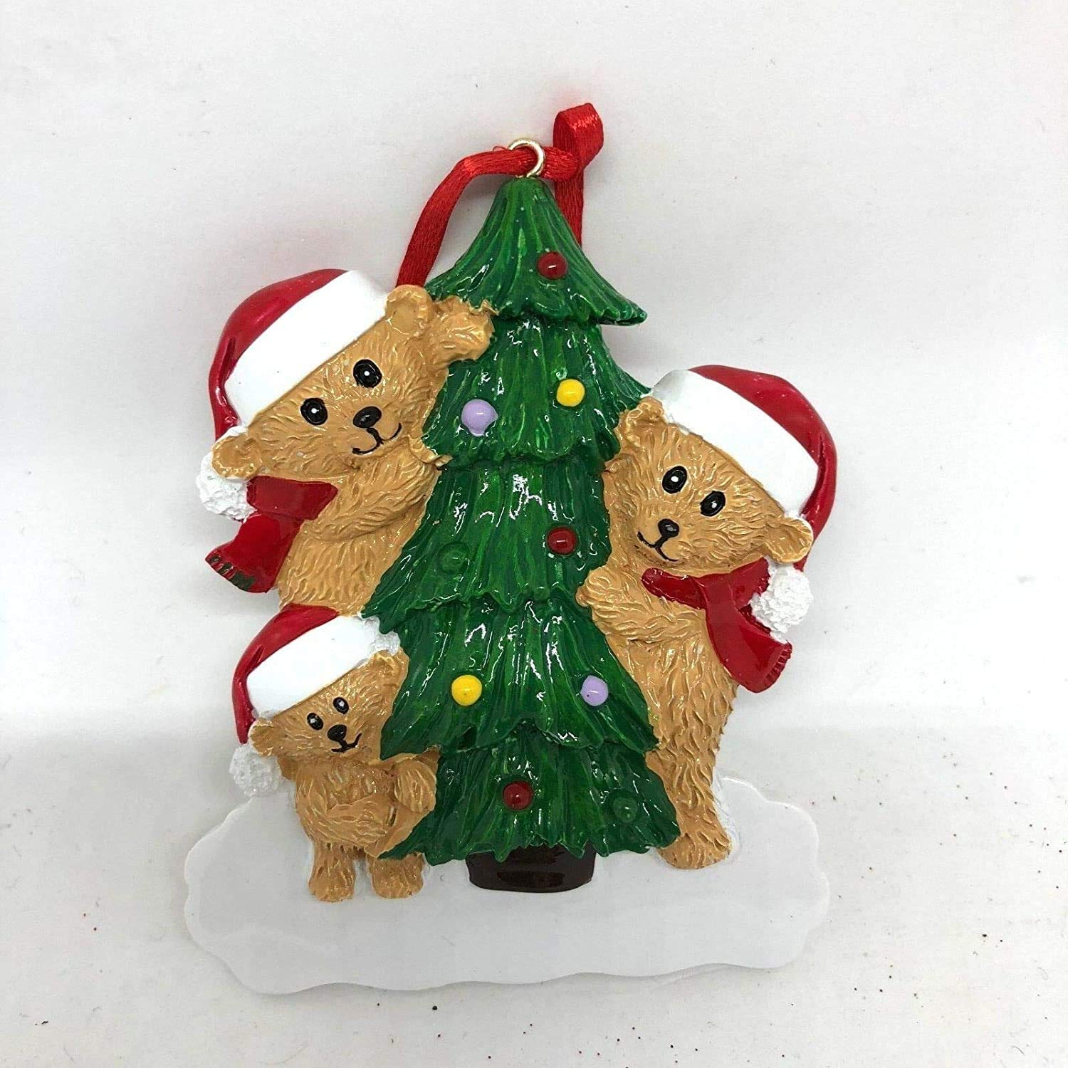 Personalise Your Own Resin Christmas Tree Hanging Decorations - Christmas Tree with 3 Bears