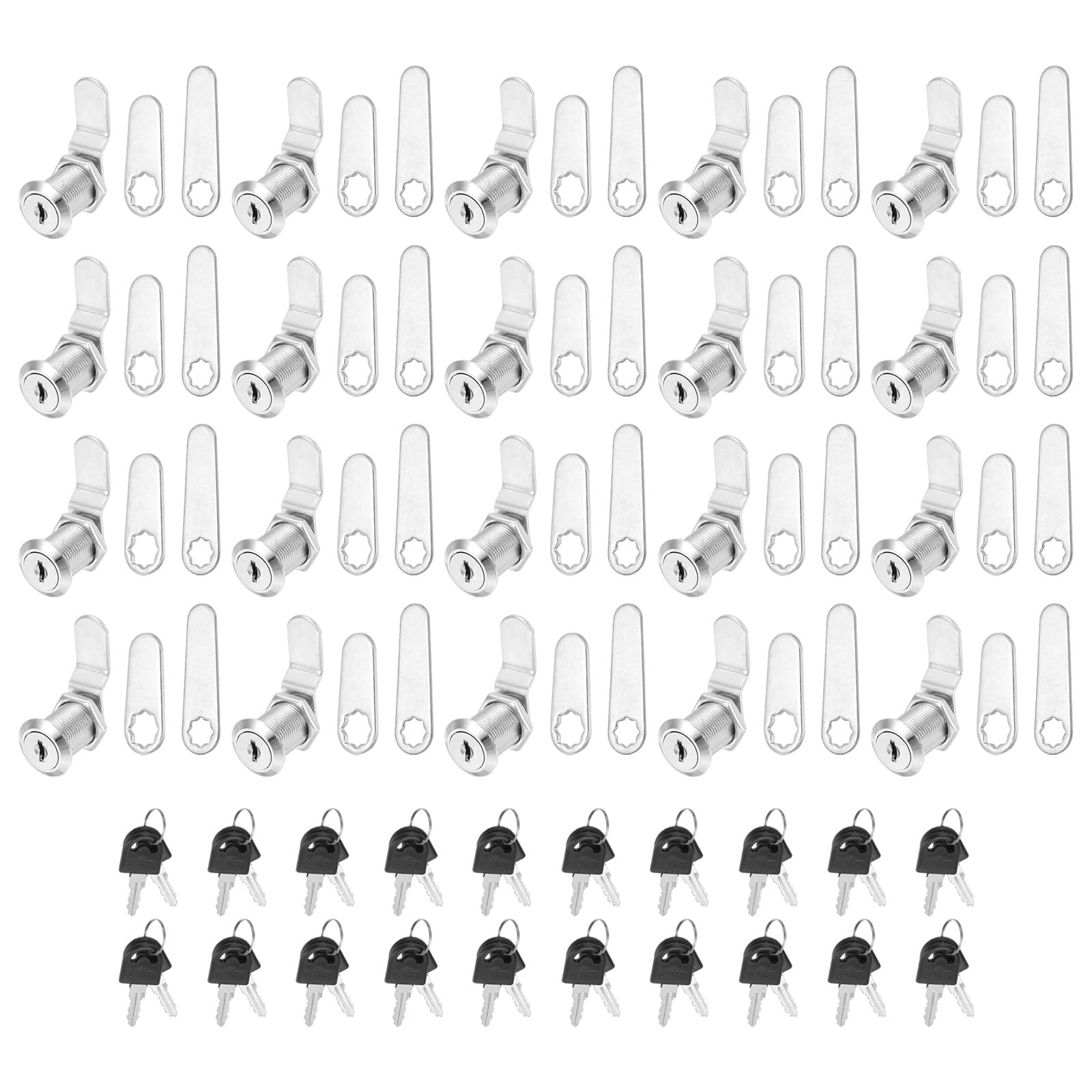 PATIKIL 1/8 Inch Keyed Alike Cabinet Locks with Key, 20 Pack Cam Replacement Lock Cylinder Toolbox Lock for RV Drawer Storage Cart Mailbox, Silver