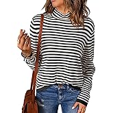 Dokotoo Women's Lightweight Sweaters 2026 Fashion Striped Long Sleeve Sweaters Casual Pullover Turtleneck Sweater Tops