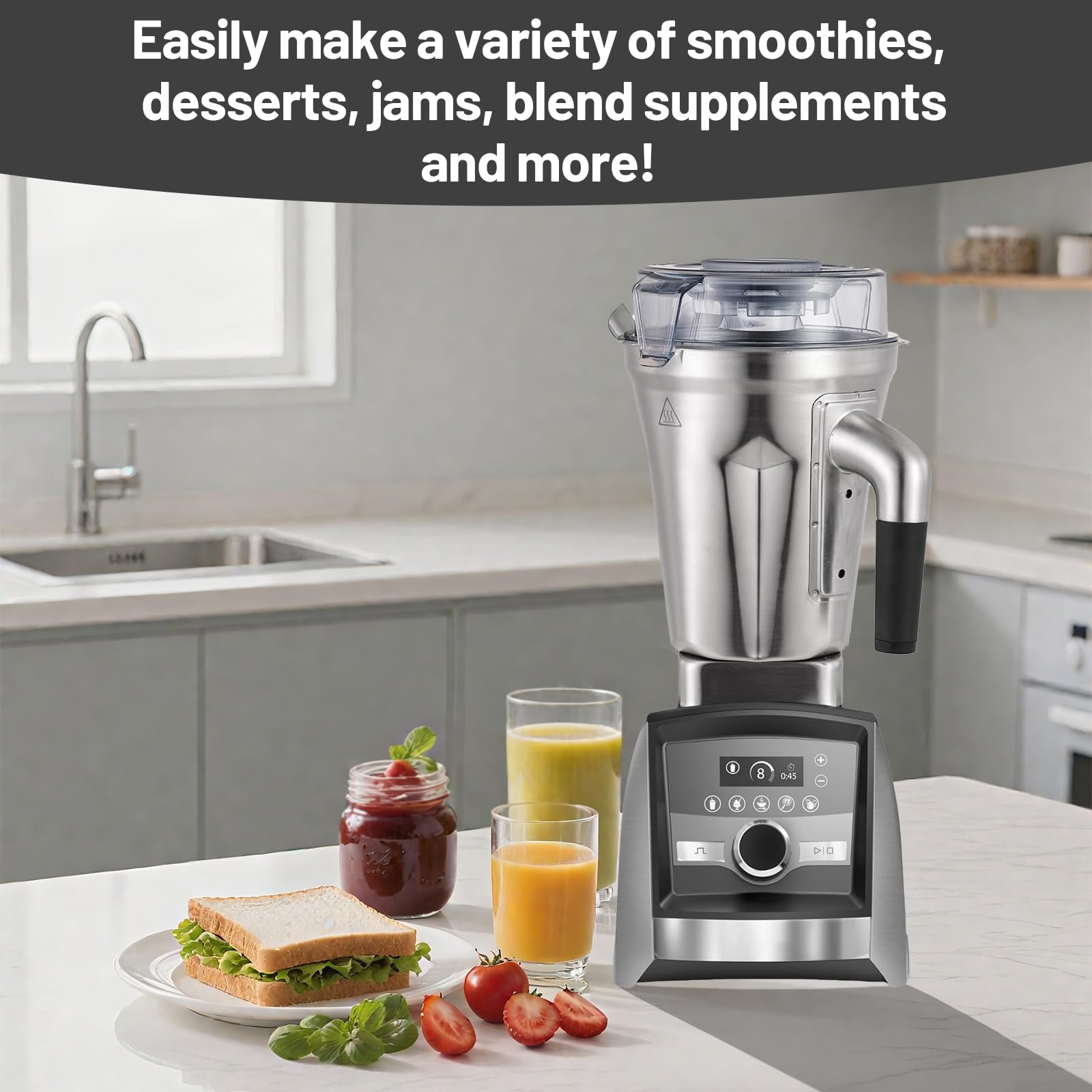 64-ounce Stainless Steel Container for Vitamix Blender Pitchers, Compatible with Vitamix Stainless Steel Container, for Vitamix 5200 A3500 750 X5 E320 and Other Full-Size Blenders, Durable, BPA-Free