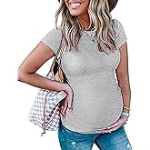 Peauty Maternity Ribbed Crew Neck Short Sleeve T-Shirt