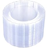 U-QE 60 Pieces Clear Plastic Plates - 10 Inch Clear Disposable Plates - Washable & Reusable - Premium Hard Disposable Dinner Plates - Party Supplies for Birthdays, Celebrations, Wedding and Events