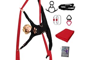 PRIOR FITNESS Aerial Silks Set, Professional Thicker Low Stretch Fabric 9/15/20 Yards Aerial Silk Swing Set with Hardware Guide, Yoga Starter Kit For Home, Aerial Yoga Hammock, Silks for Gymnastics, Antigravity Yoga, Inversion Exercise-All Levels