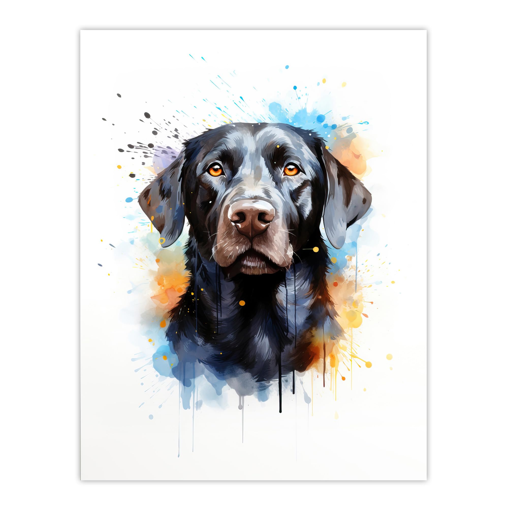 Artery8 Black Labrador Retriever Lovers Gift Watercolour Pet Portrait Painting Artwork Large Wall Art Poster Print Thick Paper 18X24 Inch