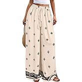 PRETTYGARDEN Women's Wide Leg Palazzo Pants 2026 Summer Boho Floral Trousers Spring Flowy Beach Vacation Clothes Resort Wear
