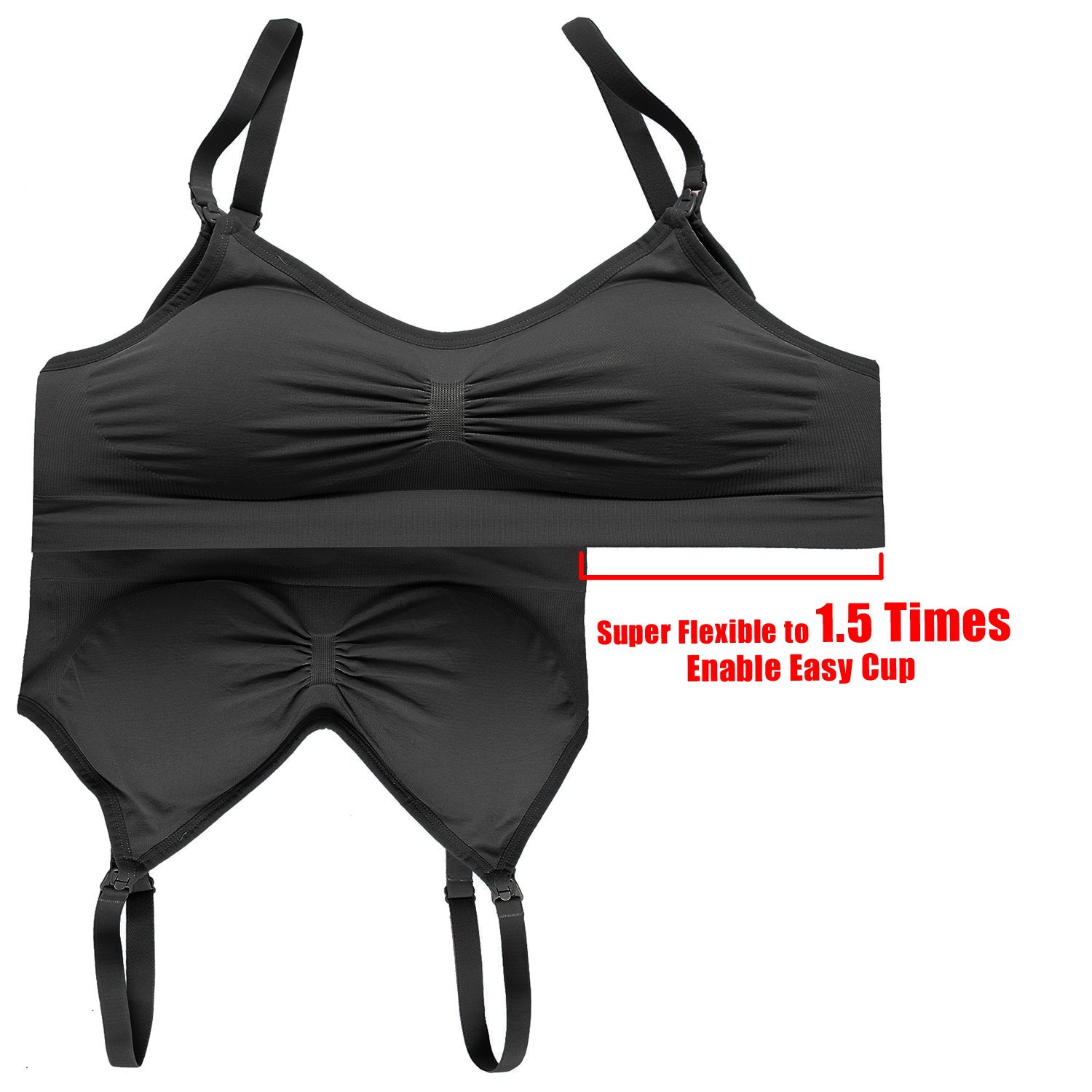 HOFISH 3 Pack Seamless Clip Down Deep V Neck Push Up Nursing Bra