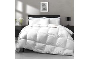 APSMILE All Season Goose Feather Down Comforter King Size - Ultra-Soft 750 Fill-Power Hotel Collection Duvet Insert Fluffy Medium Warm Quilt Comforter with Corner Tabs(106x90, White)