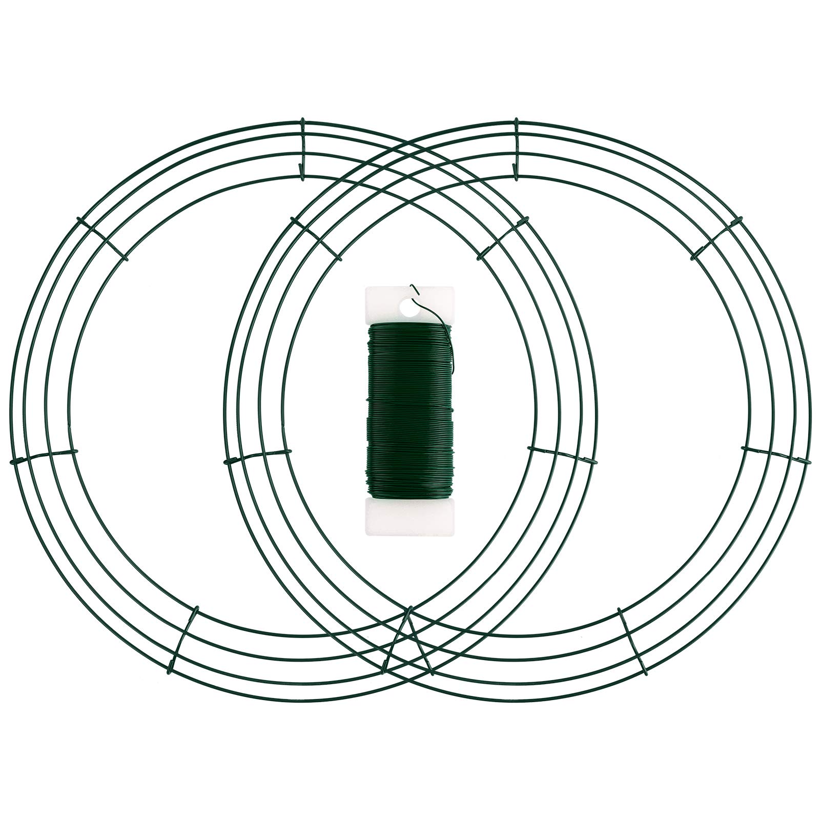 Elcoho 2 Pack Wreath Frames with Green Flexible Paddle Wire Holiday Wreath Frames for Christmas Wreaths, Crafts, and Floral Flower Arrangements