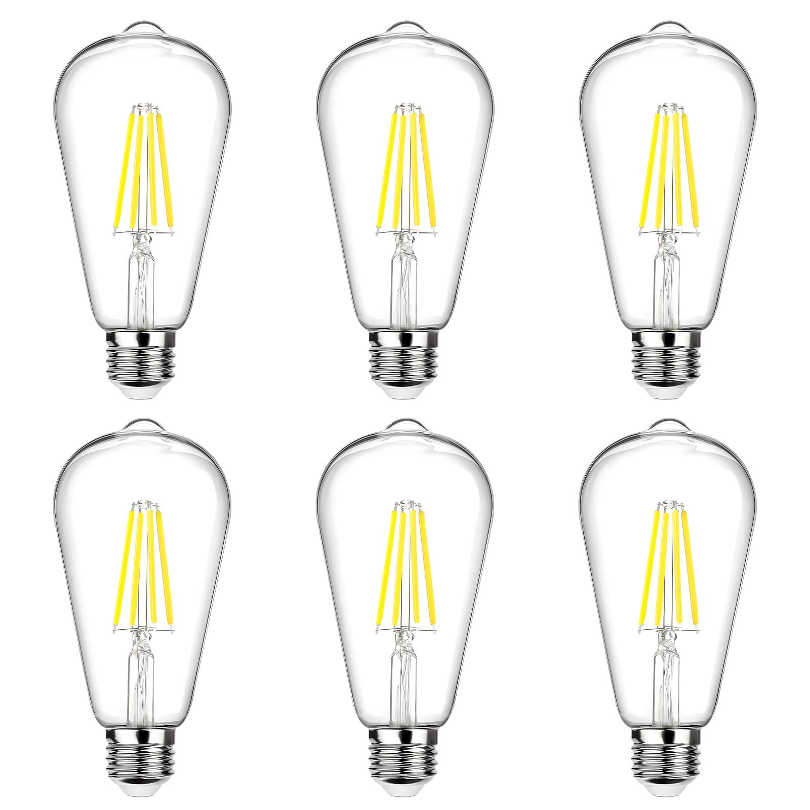 MLOQI 6 Pack Edison Screw Bulbs, 4W 6000K E27 Vintage Light Bulbs, Not Dimmable, Transparent Screw in Light Bulb (Cool White)