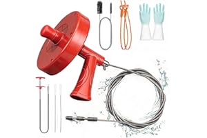 Drain Snake Auger 33FT, 8 PCS Plumbing Snake Kit for Easy at Home Beginner Friendly Drain Clog Remover, Flexible Sink & Toilet Auger, Reusable Drain Cleaner with Splash-Proof Gloves