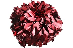 GUIFIER 2 Pack 6 Inches Metallic Cheerleading Pom Poms, Cheer Pom Pom with Baton Handle, Pompoms Cheerleader for Kids Girls Cheering Squad