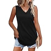 OFEEFAN Womens Tank Tops 2025 Loose Fit Casual V Neck Shirts Flowy Sleeveless Summer Tops