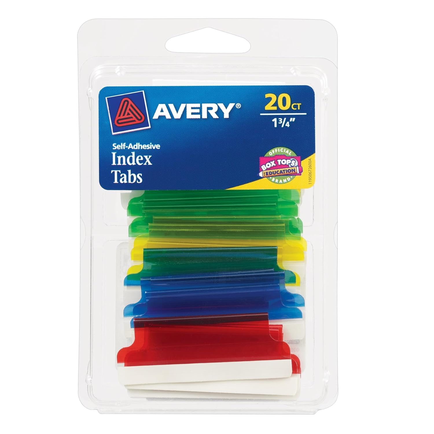 Avery Index Tabs, 1.75 inches, Assorted Colors, Pack of 20 (6726