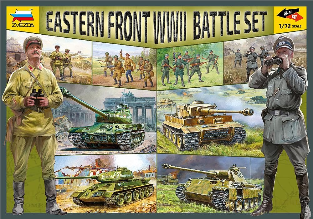 Zvezda 530005203 1:72 WWII Battle Set East Front, Model Kit, Plastic Kit, Assembly Kit, Detailed Replica, Multi-Coloured