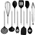 COOK WITH COLOR Silicone Cooking Utensils, Kitchen Utensil Set, Easy to Clean Silicone Kitchen Utensils, Cooking Utensils for Nonstick Cookware, Kitchen Gadgets Set, 10 Pieces, Black