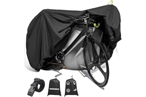 COOGEO Bike Cover for 1 or 2 Bikes Outdoor Storage Waterproof Bicycle Cover for Transport on Rack, Rain Sun UV Dust Wind Proof with Wind-Secure Strap & Storage Bag, 420D Heavy Duty Bike Covers