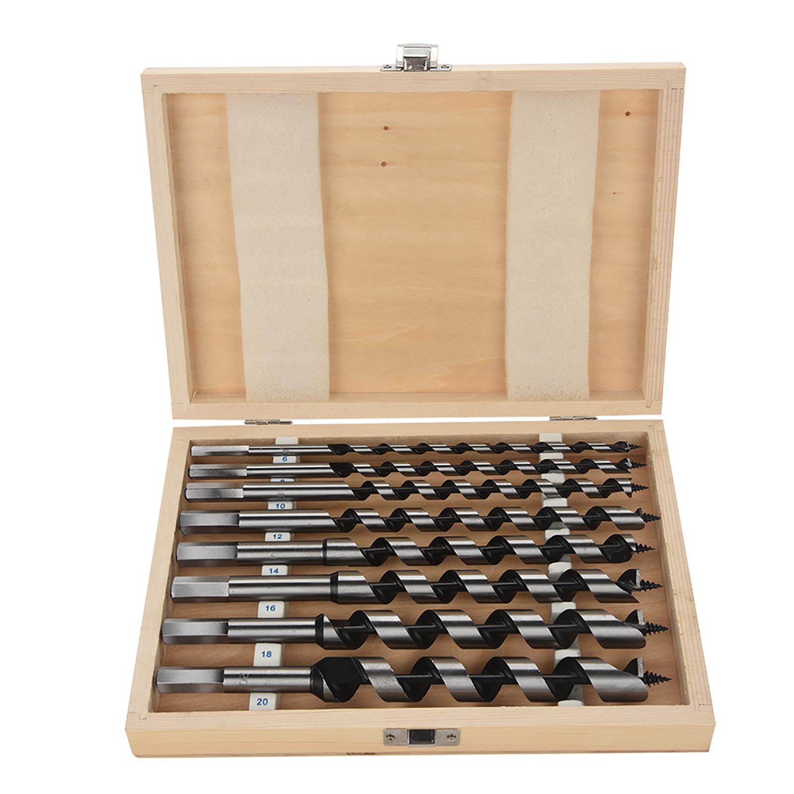 Long Auger Drill Bit Set 8 Pcs Hex Shank Carbon Steel Spiral Wood Drill Bits for Carpentry DIY Drilling Hole Making Timber Construction