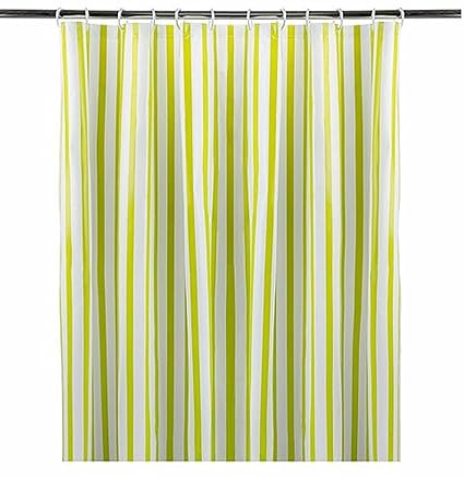 Ex Store Striped Lime Green Shower Curtain Eyelet Ring Hooks