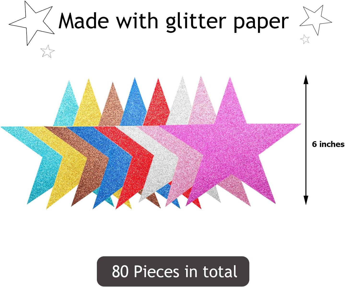 Gejoy 80 Pieces Glitter Star Cutouts Paper Star Confetti Cutouts for Bulletin Board Classroom Wall Party Decoration Supply - Image 4
