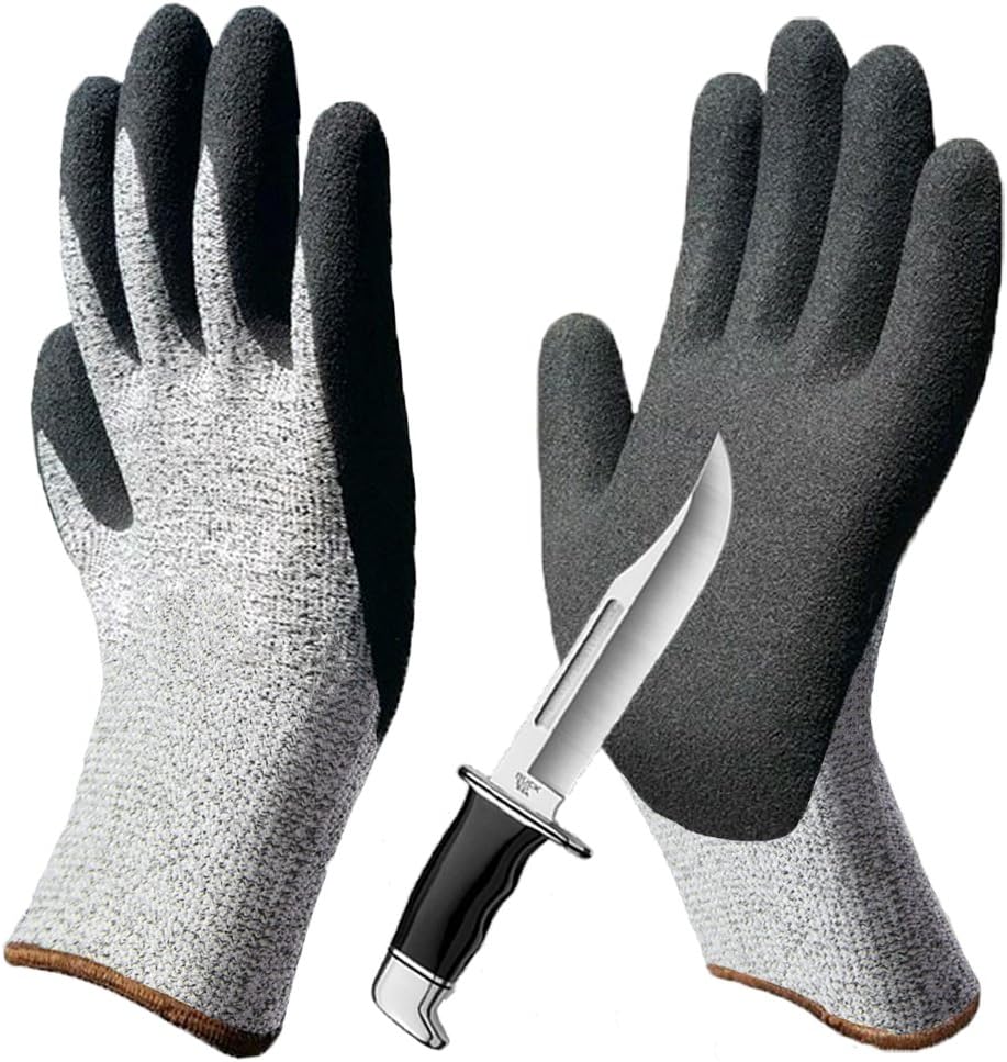 Superior Grip Coating Cut Resistant Work Gloves, Level 5 Protection Durable for Gardening Construction Woodworking Auto Multi-Purpose