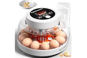 JELSVOP Upgraded Egg Incubators for Hatching Eggs, 12 Egg Incubator with Automatic Egg Turning, Temperature Control & Humidity Display, LED Candler, Incubator for Chicken, Duck, Quail Eggs
