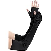 BABEYOND Opera Gloves for Women - Halloween Costume Long Satin Fingerless Gloves Stretchy Adult Size Elbow Length