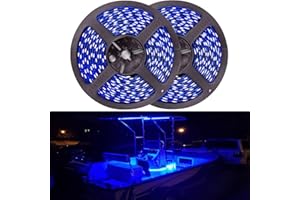 Seaponer Pontoon Boat Light, Marine LED Strip for Duck Jon Bass Sailboat Kayak Flex Lighting, Deck Accent Courtesy Interior Lights for Fishing Night, Blue, 12V