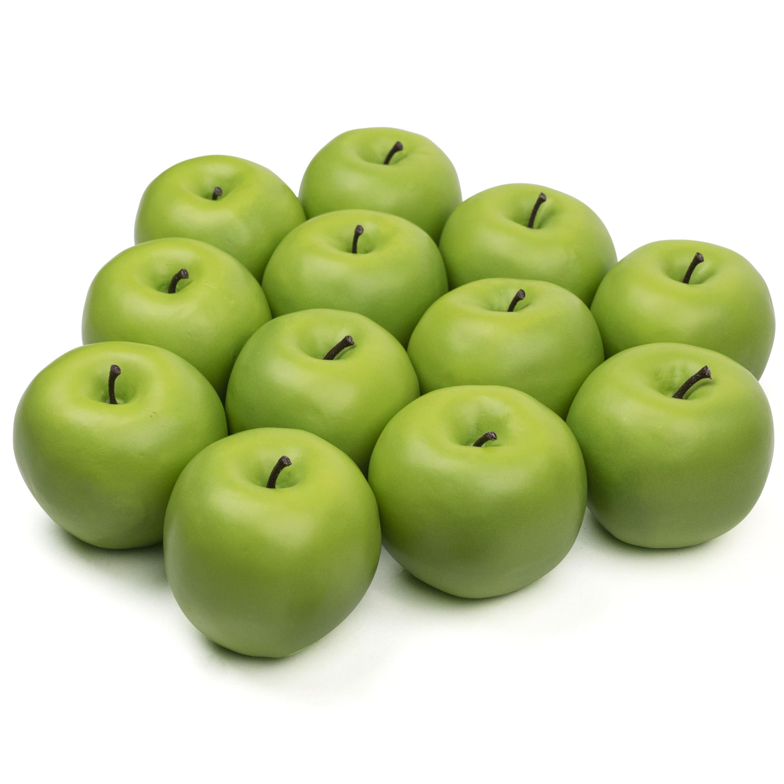Photo 1 of WangLaap 12 Pcs 3inch Green Fake Apples Decoration Artificial Apples Fake Fruits for Home Kitchen Decoration (Green)