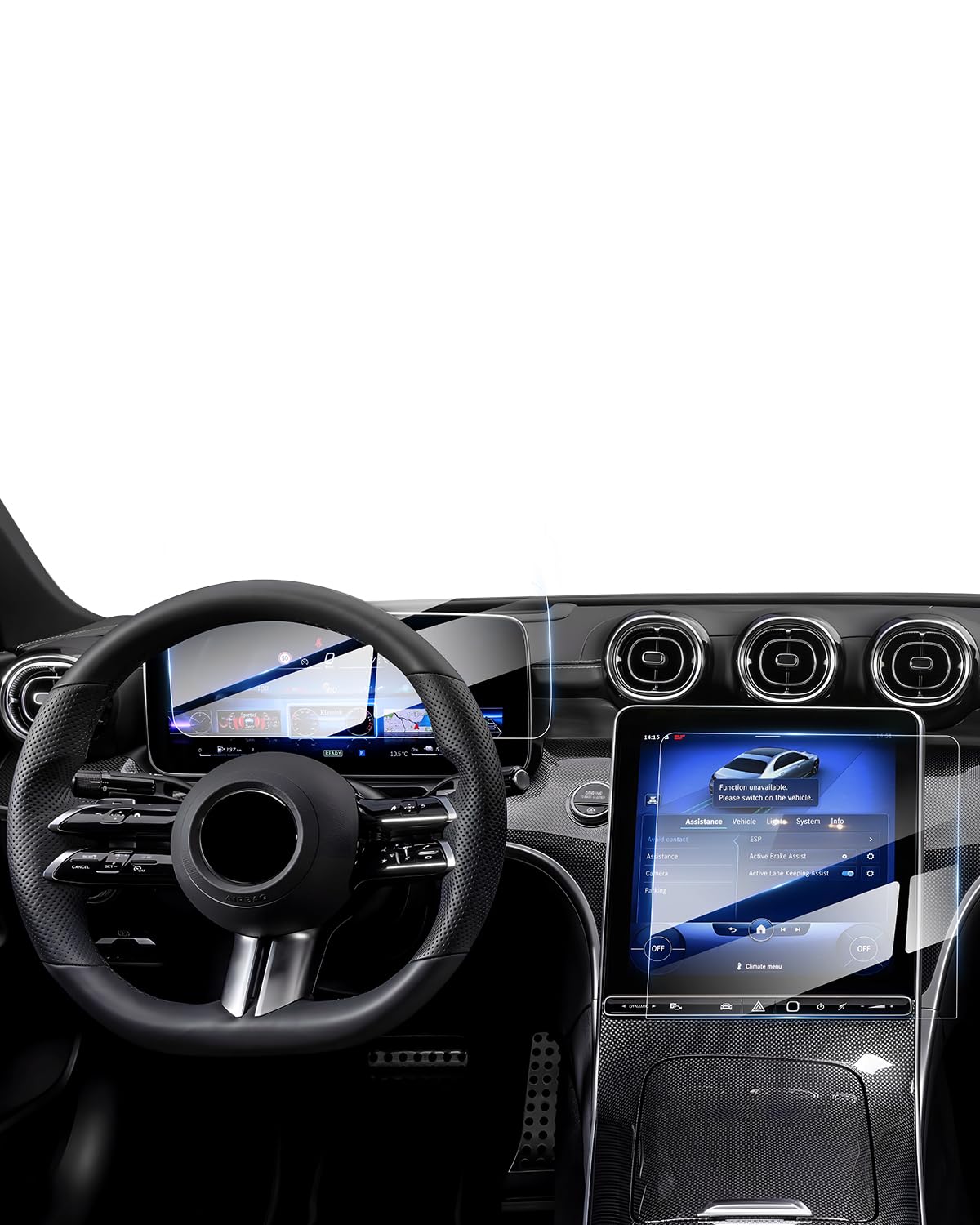 Photo 1 of [Upgrade] 2 Pack Mercedes Benz GLC 11.9-Inch & 12.3-Inch Screen Protector for Models GLC 300 2023-2025 2026/W206 C300 2022-2025 2026/AMG C43 2023-2025/AMG C63 2024-2025 [No Glare & Fingerprint] for 9H Tempered Glass Touch screen Navigation Protective Film
