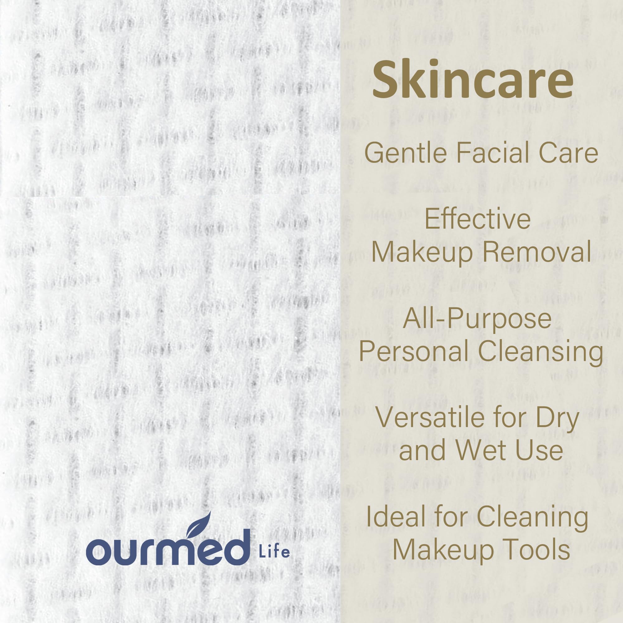 Ourmed Life Face Towels, Disposable Biodegradable Facial Towels for Sensitive Skin, Lint- free Face Wipes for Washing Face, Skincare and Makeup Remover, Dry Wipes, 10