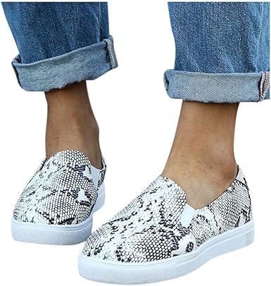 snakeskin slip on sneakers womens