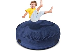Homewell 4 Ft Round Crash Pad – Soft Velvet Cover Sensory Crash Pad for Kids with Durable Shock-Absorbing Foam, Machine Washable Cover, Ultimate Comfort and Safety for Kids, Adults and Pets (Blue)