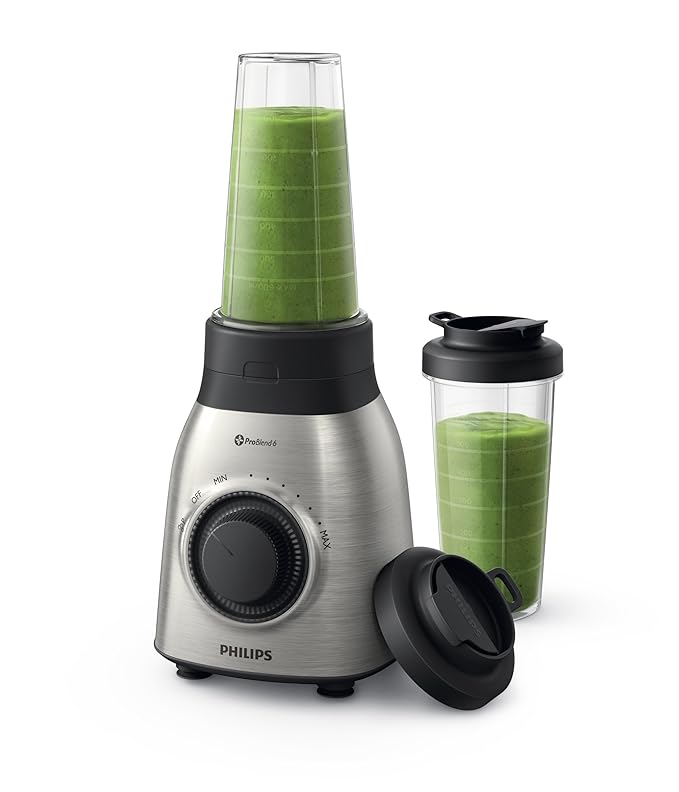 Philips Viva Collection HR3551/00 Standmixer (700 Watt, ProBlend 6-Technologie) silber / schwarz