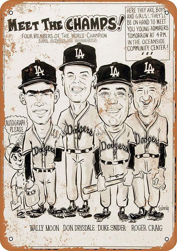 NOT Los Angeles Dodgers Tin Signs Metal Poster Warning Sign Decor for Garage Home Garden Retro Tin Sign Wall Birthday Party Bar Cafe Kitchen