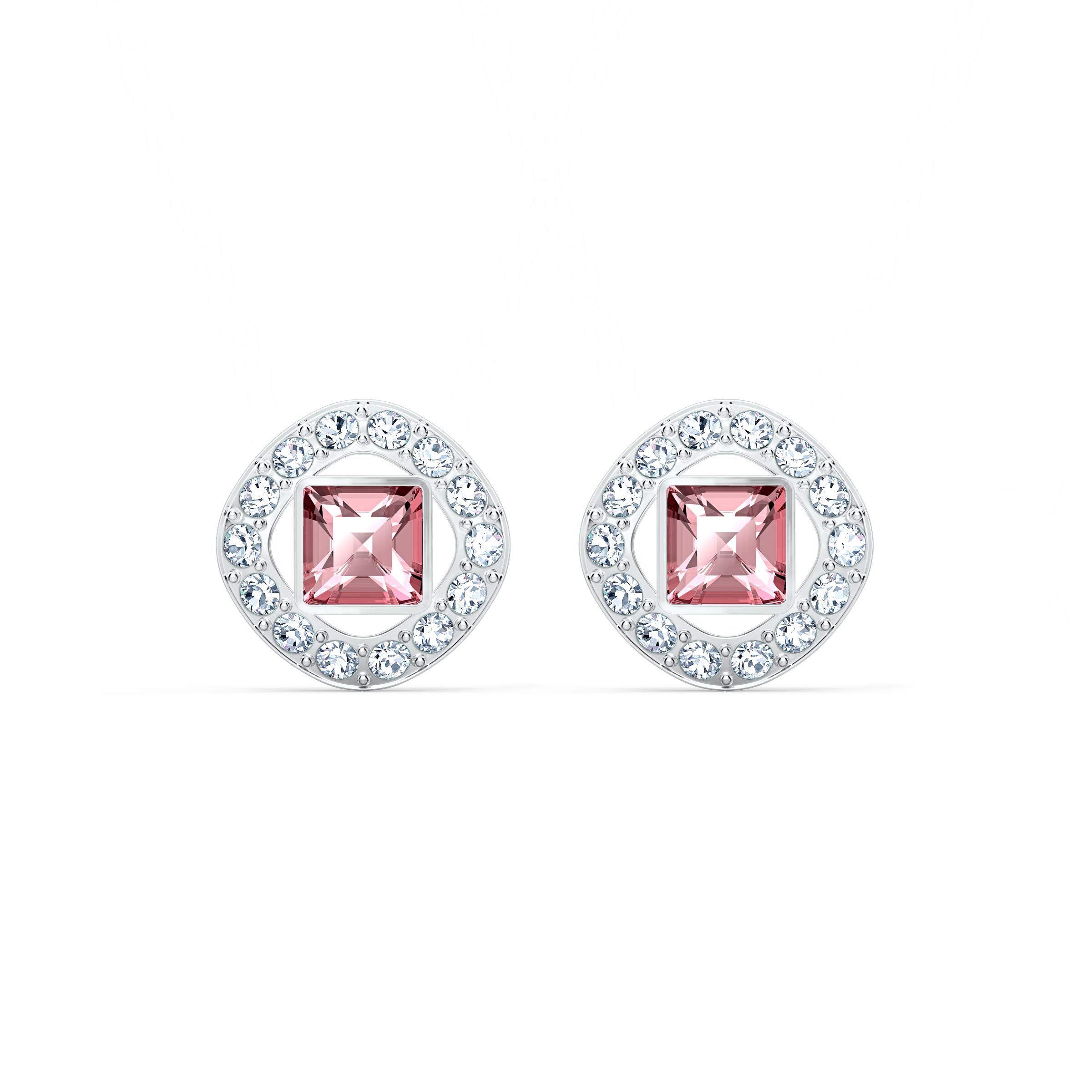 Swarovski Angelic Square Stud Pierced Earrings, Pink, Rhodium plated, from Swarovski Angelic Square Collection — image 1